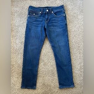 True Religion Mens Size 30 Geno Big T Flap Relaxed Slim Jeans Cotton Horseshoe